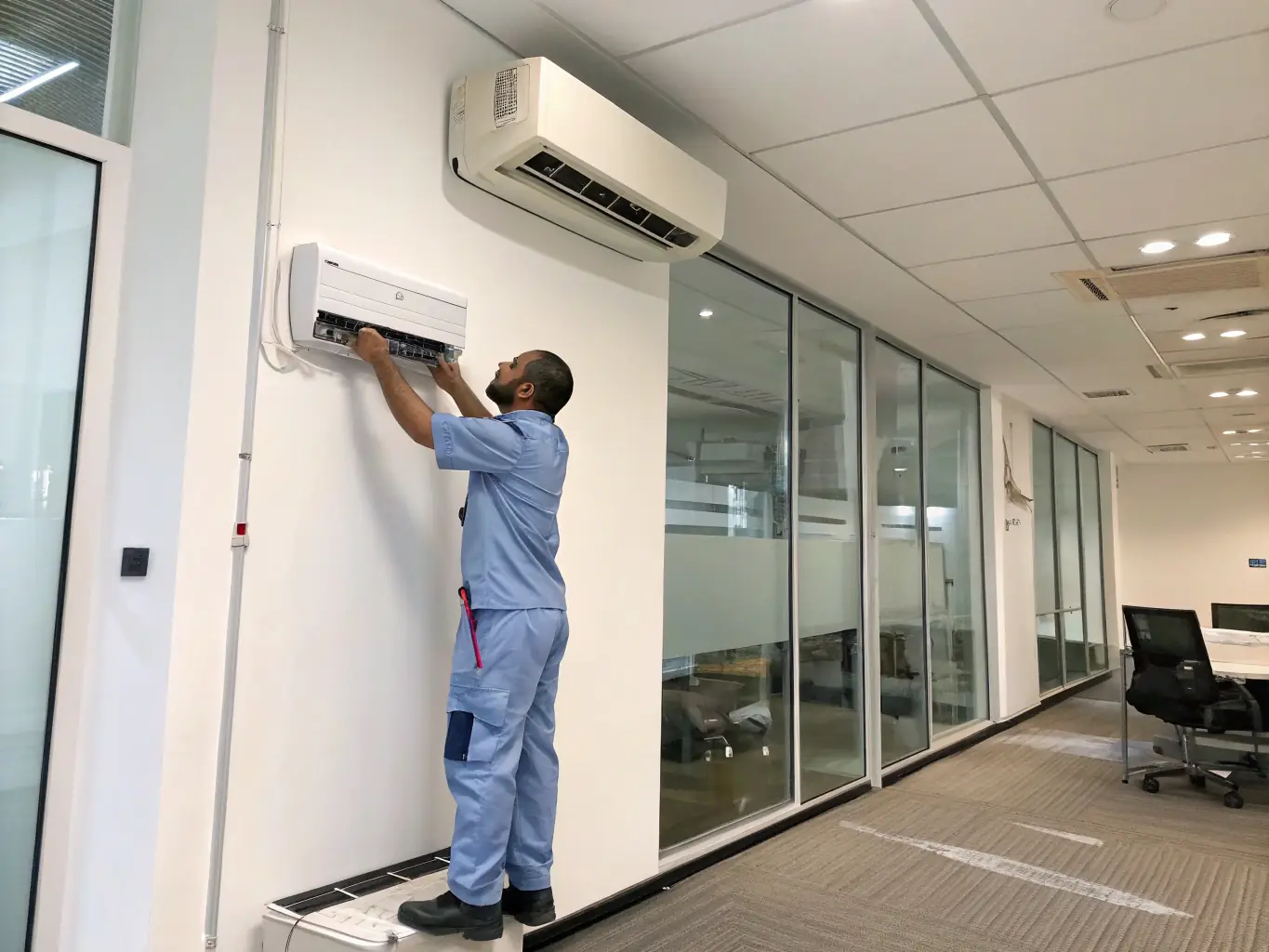 A technician replacing an old air conditioning unit with a new, energy-efficient model, demonstrating IceWave Comfort's commitment to modern upgrades.